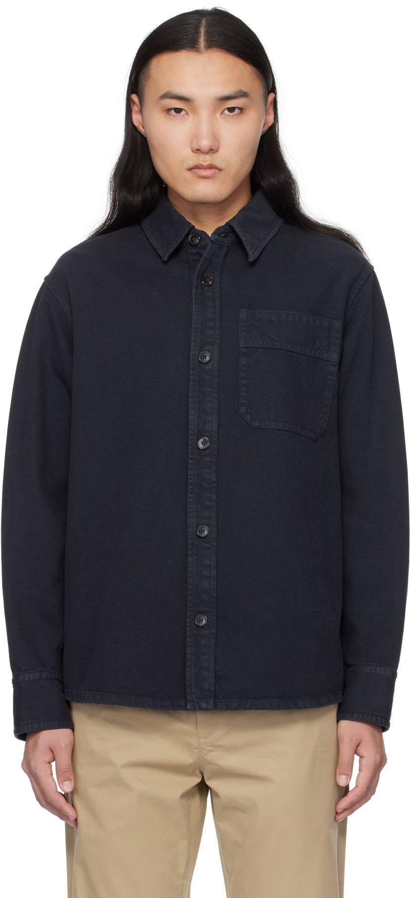 Košeľa A.P.C. Chest Pocket Overshirt Navy | COGZV-H02918