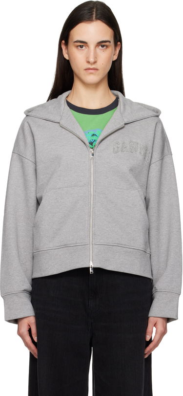 Mikina GANNI Two-way Zip Hoodie Šedá | T4328, 0