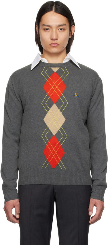 Sveter Vivienne Westwood Vivienne Westwood Argyle Round Neck Sweater Šedá | 2701002D-Y003D-, 0