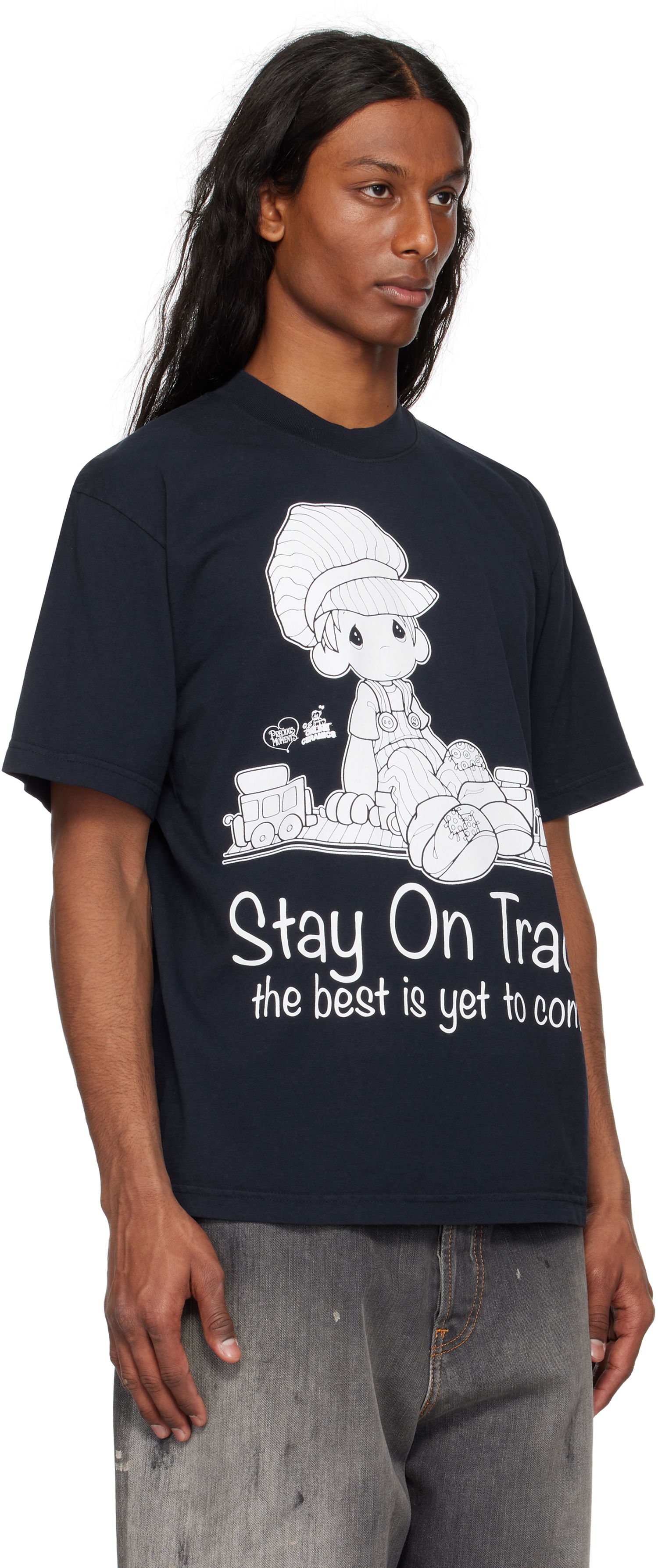 Tričko Online Ceramics Online Ceramics Precious Moments 'Stay On Track' T-Shirt Navy | Stay On Track Navy SS Tee, 1