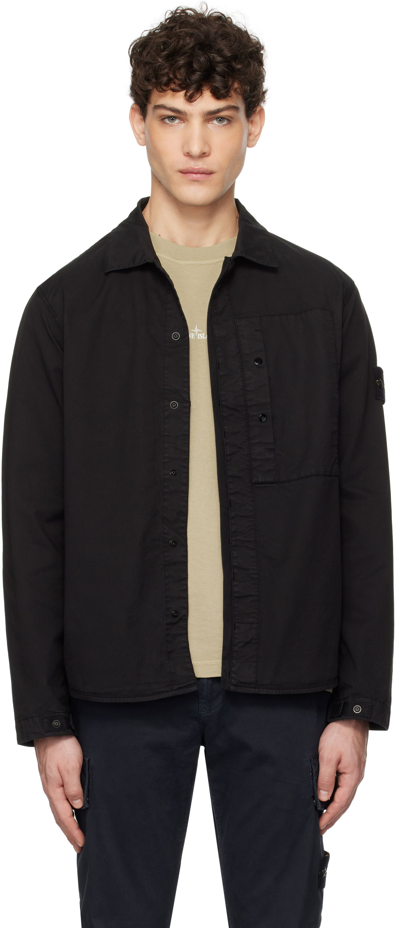 Košeľa Stone Island Stone Island Supima Cotton Twill Stretch-TC Overshirt Čierna | K1S15 1200033 S0010, 0