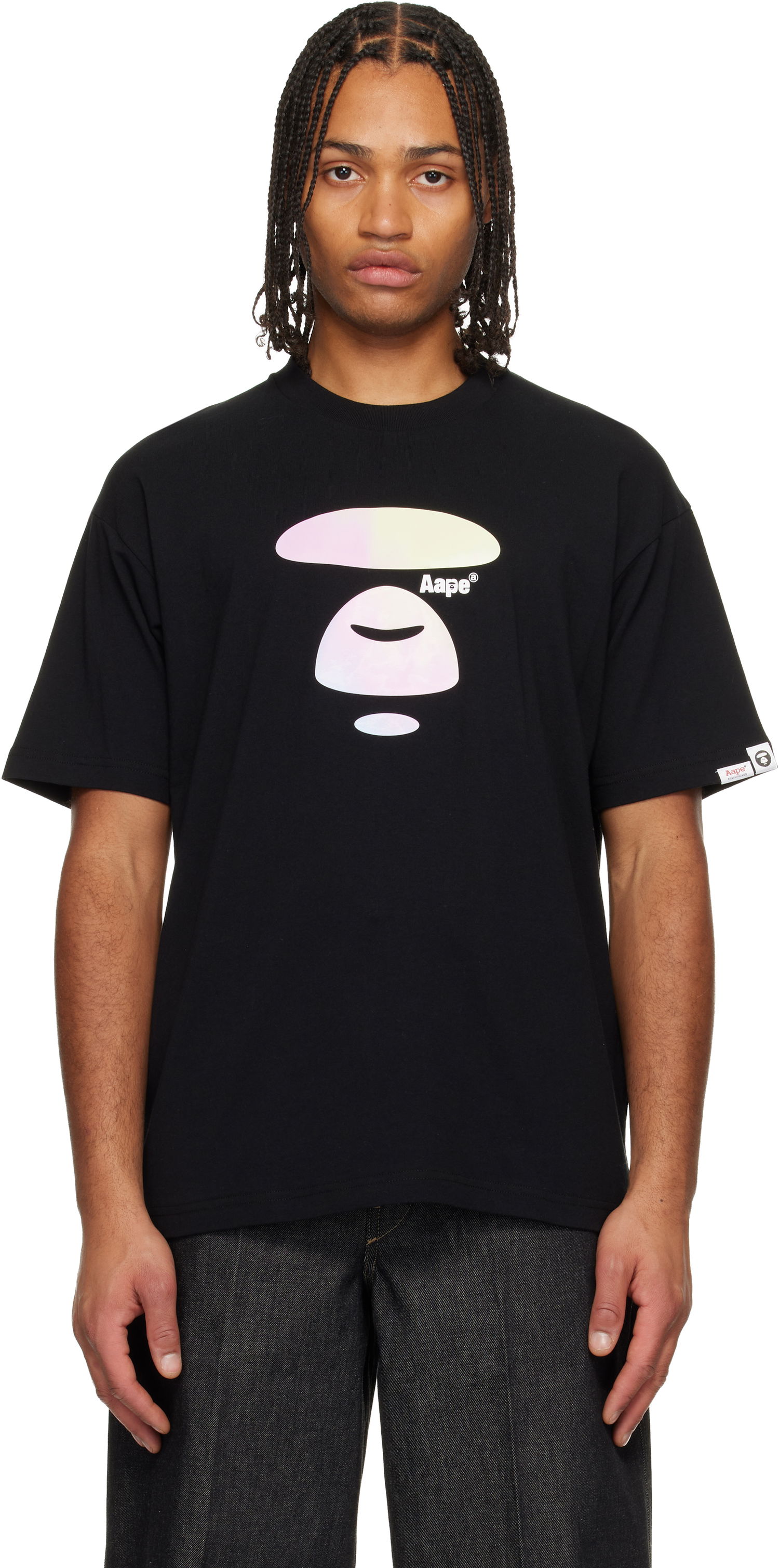 Tričko AAPE by A Bathing Ape Moonface Graphic Crewneck T-Shirt Čierna | AAPTEM1642XXNBKX, 0