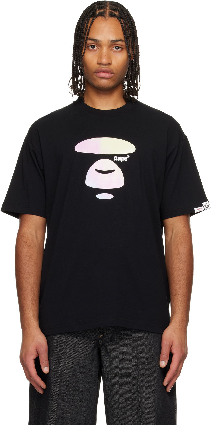 Tričko AAPE by A Bathing Ape Moonface Graphic Crewneck T-Shirt Čierna | AAPTEM1642XXNBKX