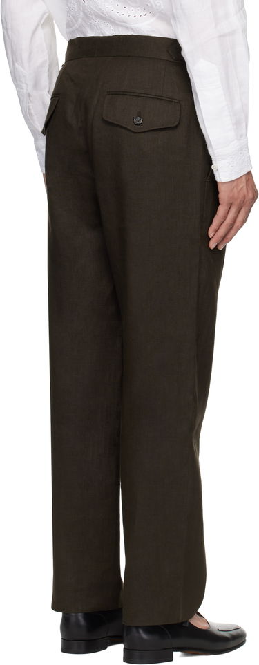 Nohavice Bode Bode Lightweight Linen Side-Buckle Trousers Hnedá | MRS25BT072, 2