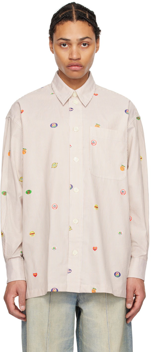 Košeľa KENZO Paris Fruit Stickers Shirt Béžová | FE55CH5079A1, 0