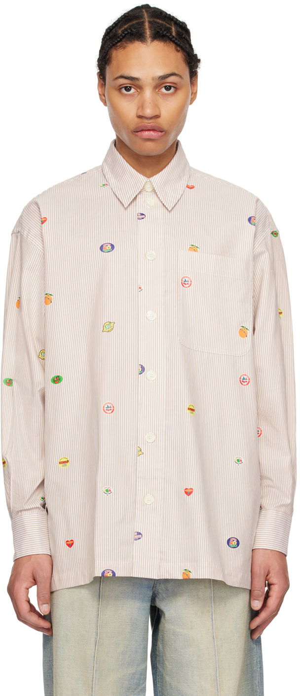 Košeľa KENZO Paris Fruit Stickers Shirt Béžová | FE55CH5079A1