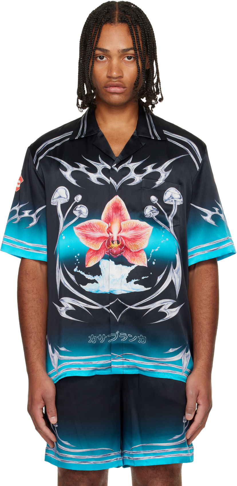 Košeľa Casablanca Casablanca Blades Orchid Mushroom Gradient Short Sleeve Silk Satin Shirt Rôznofarebný | M-AW25-SH-003-03