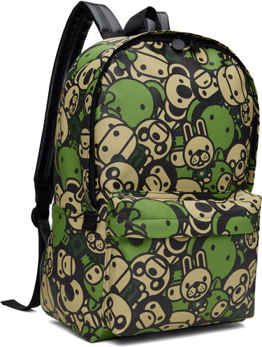 Batoh BAPE A Bathing Ape Faux Leather Large Backpack Zelené | 0MXBGW4272XXO, 1
