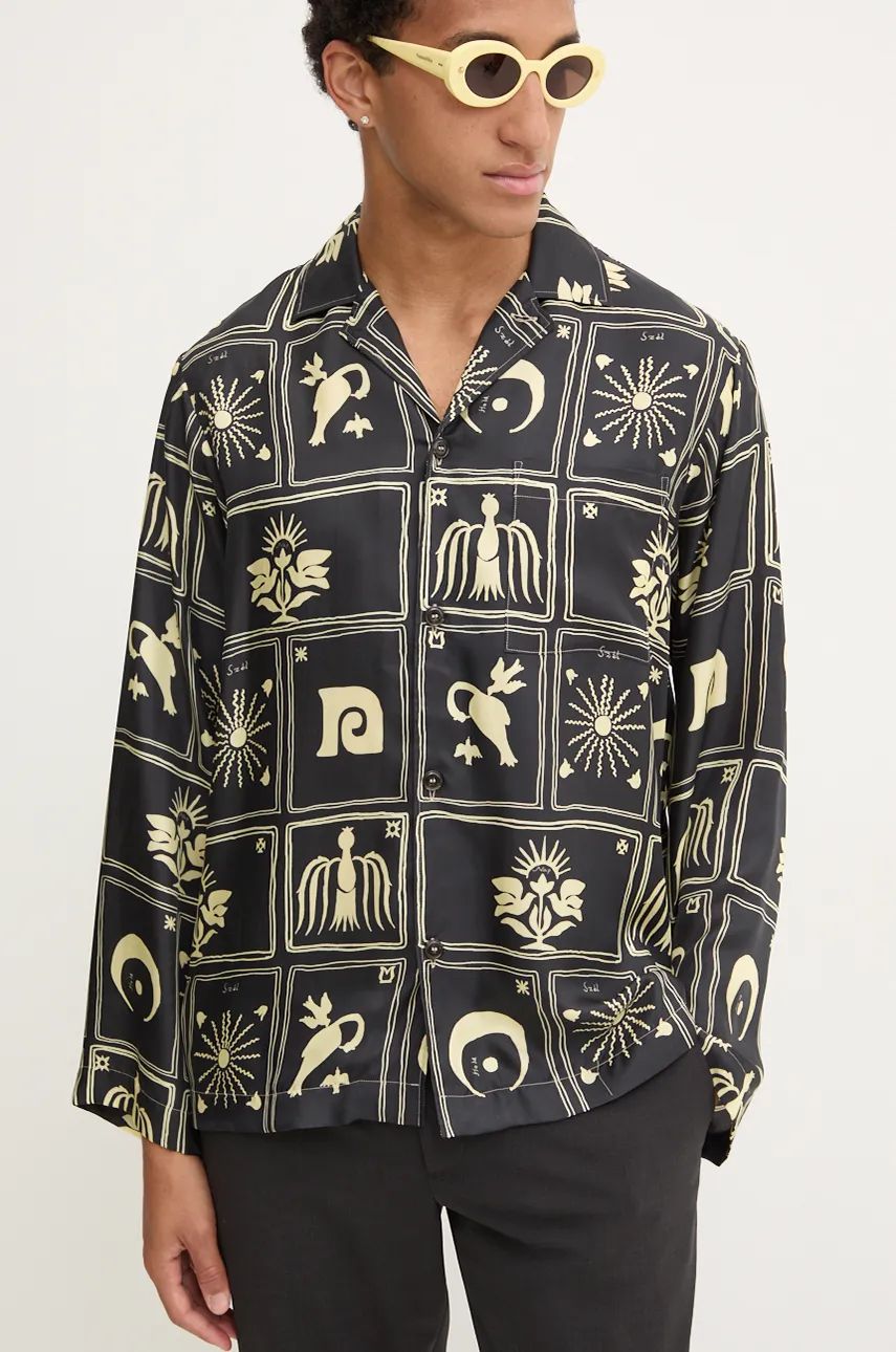 Košeľa Nanushka Relaxed Fit Silk Shirt Čierna | NM24PFSH01499, 0