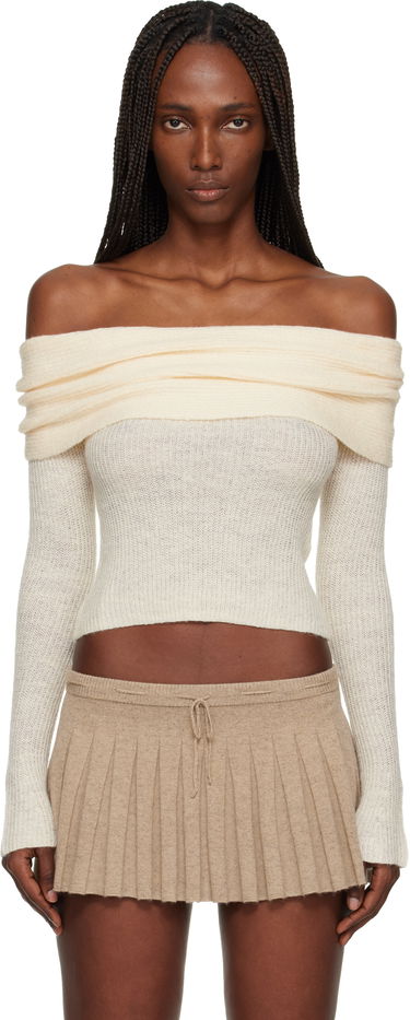 Sveter GUIZIO Marlowe Off-shoulder Knitted Long-Sleeve Top Biela | H25606S048, 0