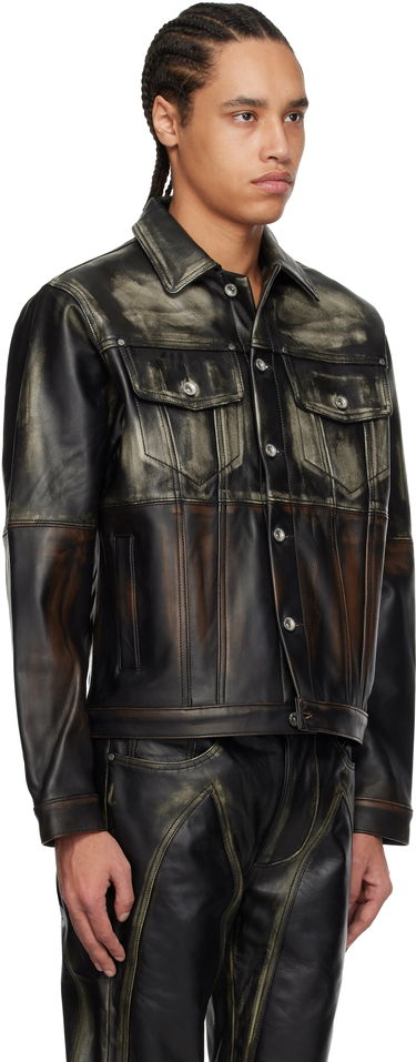 Bunda Who Decides War Who Decides War Ombre Trucker Leather Jacket Čierna | 1131350031SS25, 1