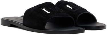Doplnky Dolce & Gabbana Dolce&Gabbana DG Logo Cutout Suede Slides Čierna | CQ0625 AS915, 3