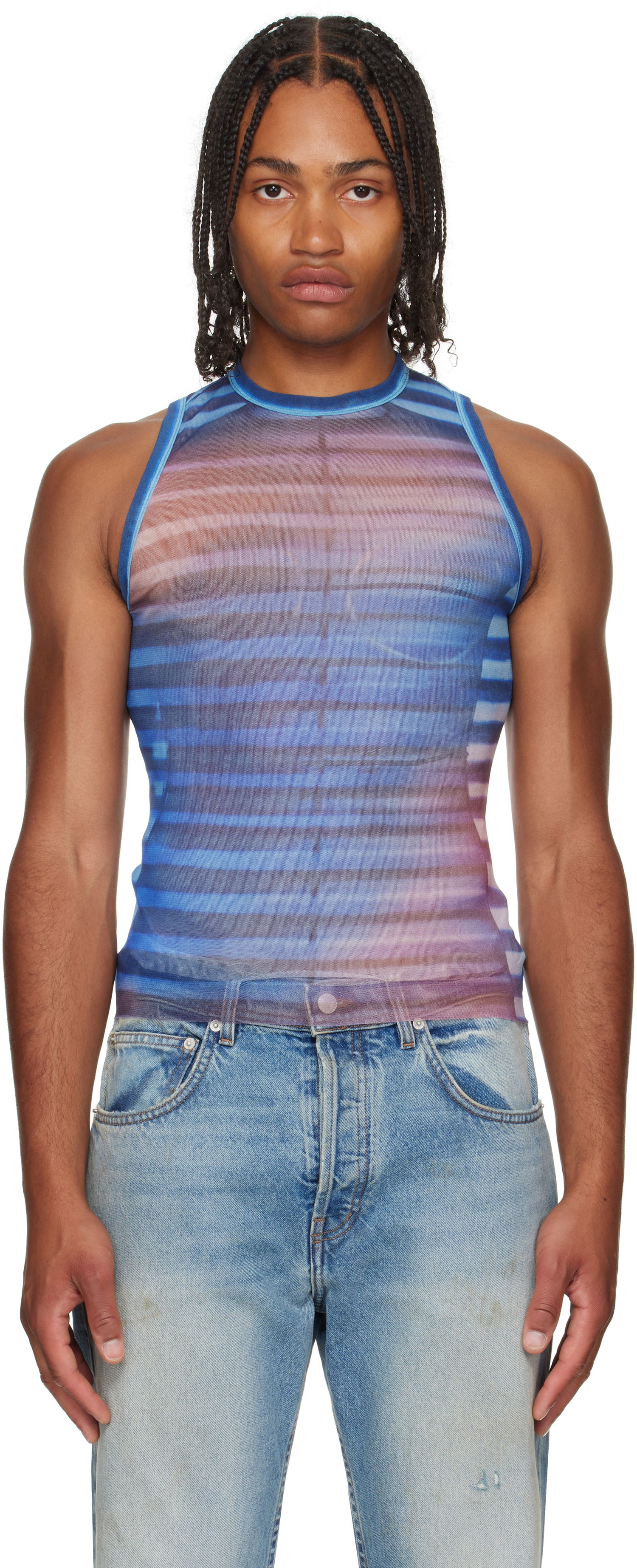 Tielko Jean Paul Gaultier Jean Paul Gaultier 'The Air' Striped Tank Top Modrá | 25/03-W-TO332-M005P-565034, 0