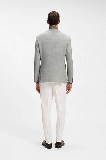 Bunda BOSS Regular-fit blazer in a patterned stretch-cotton blend Šedá | 50556910, 1