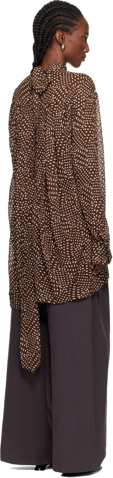Košeľa Dries Van Noten Dries Van Noten Dot Print High-Neck Blouse Hnedá | 252-010779-2251, 2