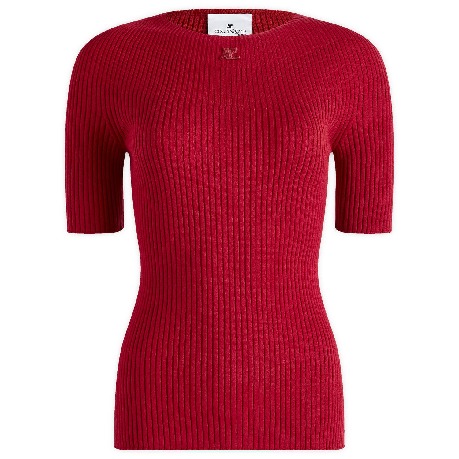Tričko Courrèges Short Sleeves Light Rib Sweater Červená | 124MPU130FI0049-4031, 1
