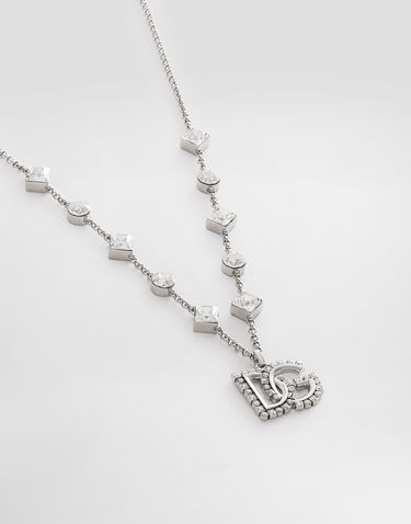 Náhrdelník Dolce & Gabbana Fine Link Necklace With Rhinestone DG Logo Šedá | WNR2L1W111187655, 2
