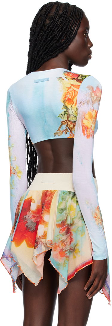 Crop Top Jean Paul Gaultier Jean Paul Gaultier 'The Blue Body Flower' Printed Long Sleeve Crop Top Modrá | 23/12-F-TO077-J517-5010, 2