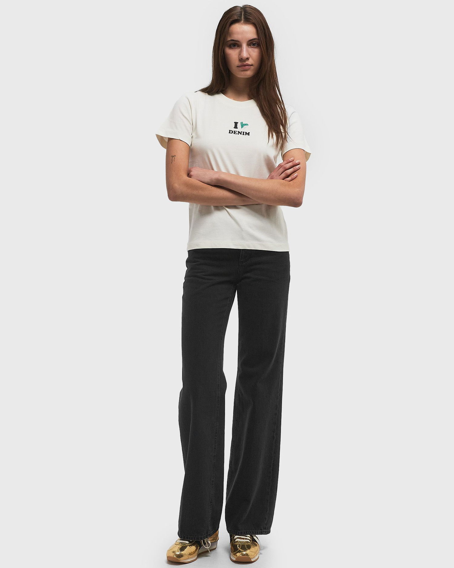 Tričko CLOSED Printed T-Shirt with Denim Graphic Biela | C95621-44H-PR-218, 1