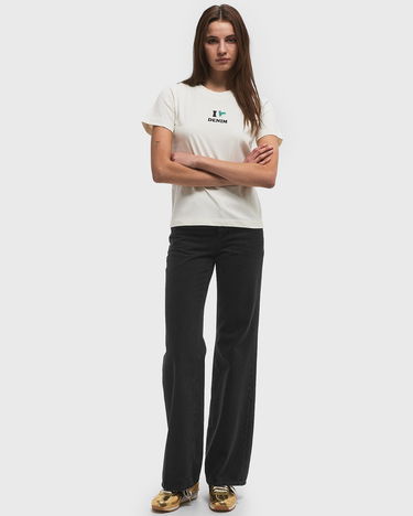Tričko CLOSED Printed T-Shirt with Denim Graphic Biela | C95621-44H-PR-218, 1
