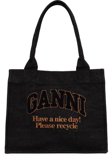 Tote bag GANNI GANNI Large Denim Tote Čierna | A6583, 0