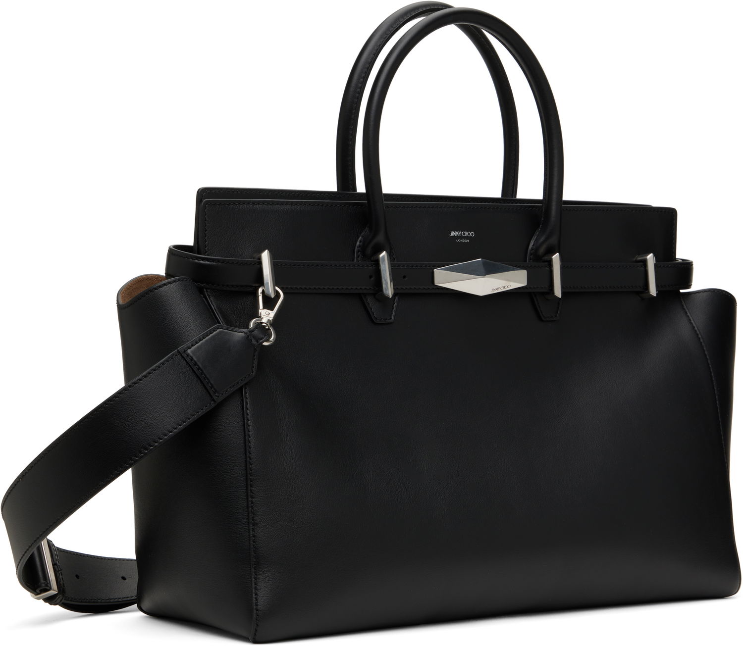 Kabelka Jimmy Choo Jimmy Choo Diamond Belted Top Handle Bag Čierna | DIAMOND BELTED TH/M, 1