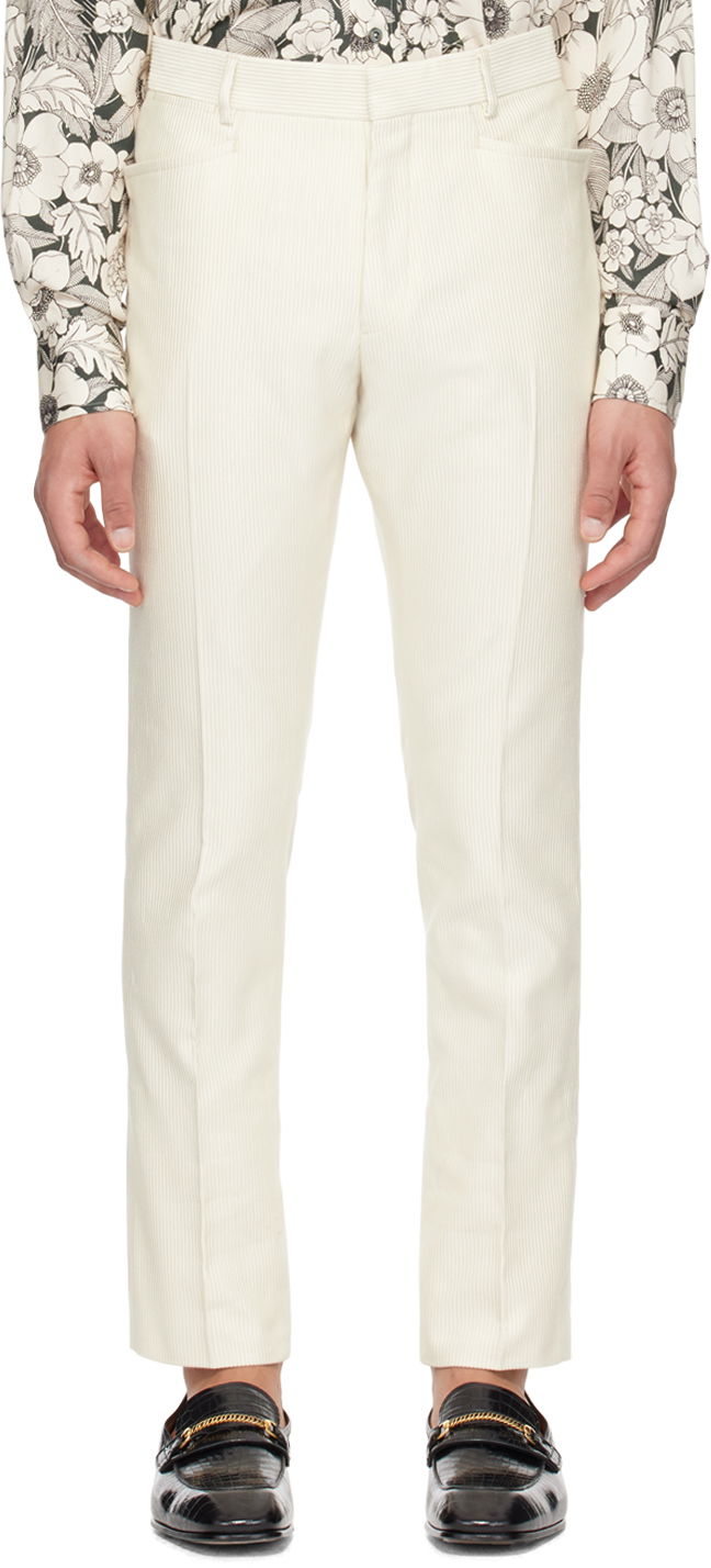 Nohavice Tom Ford Corduroy Straight Leg Pants Biela | PLAW01-CSS10, 0