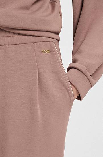 Nohavice BOSS Tapered Tracksuit Bottoms with Gloss Piping Ružová | 50545648, 1