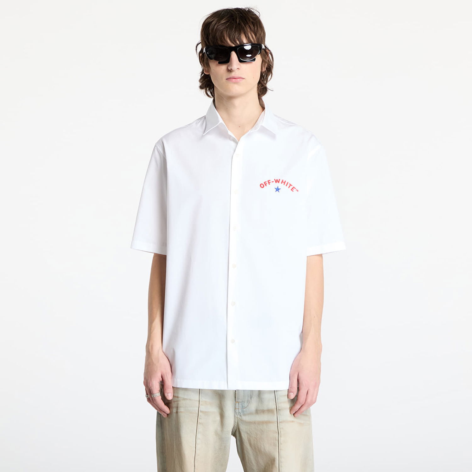 Košeľa Off-White Star Arrow Popl Bowling Shirt Biela | OMGG013S25FAB0020110, 1