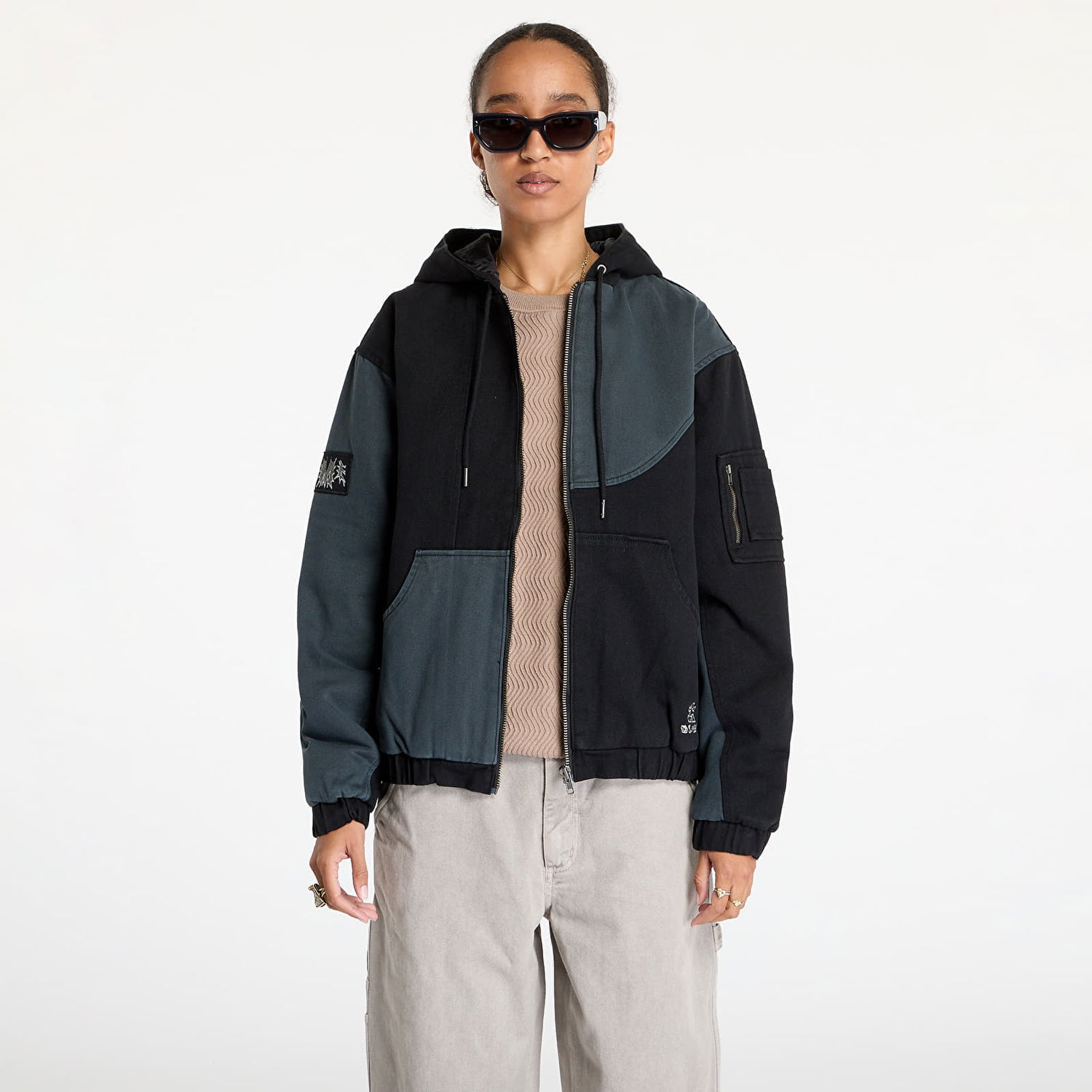 Bomber bunda Dime Denim Panel Hooded Bomber Jacket Čierna | DIMEFA244CHA, 1