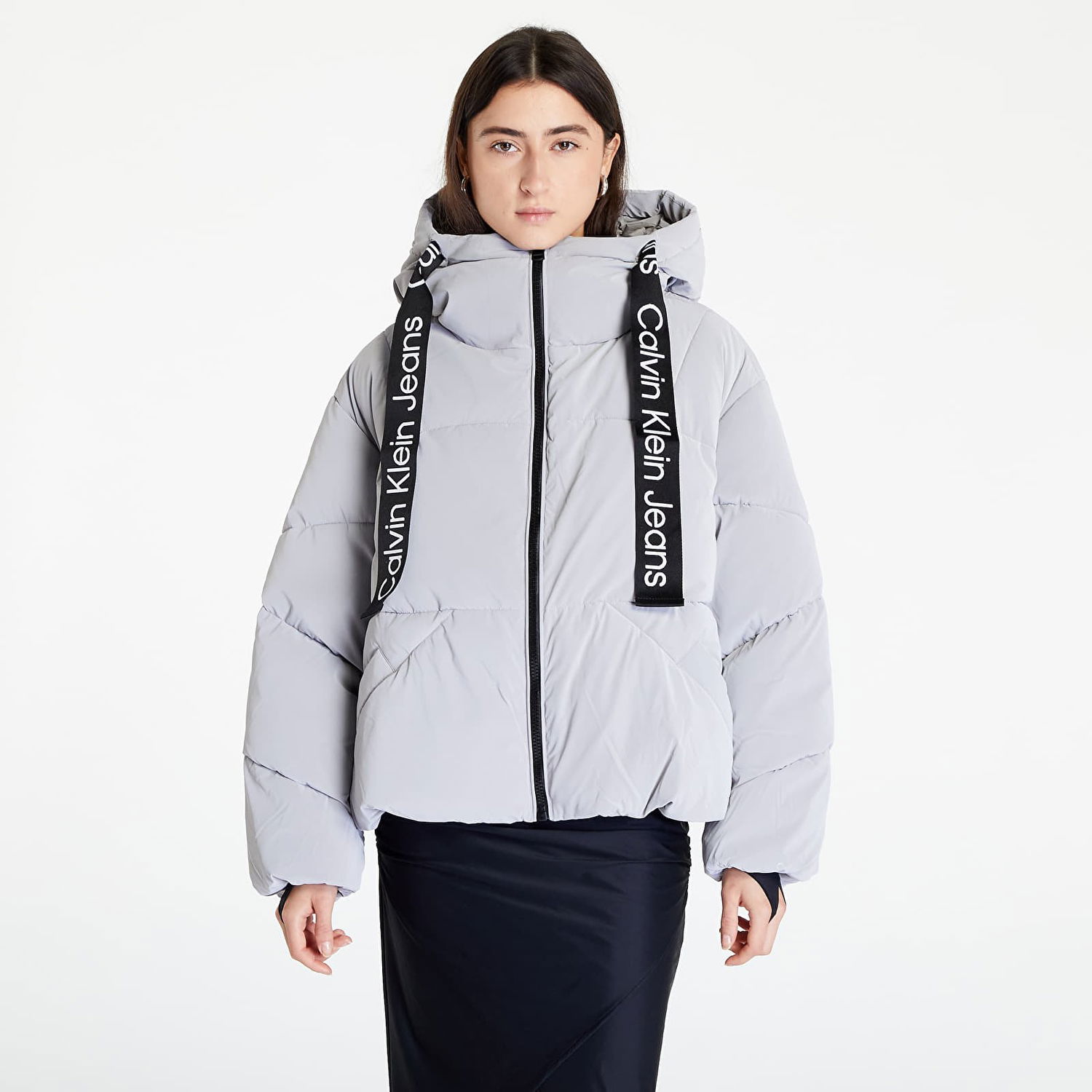Prešívaná bunda CALVIN KLEIN Long Drawcords Soft Šedá | J20J220017 PQY, 0
