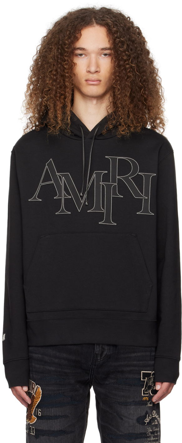Mikina AMIRI Staggered Hoodie Čierna | PS24MJL016, 0
