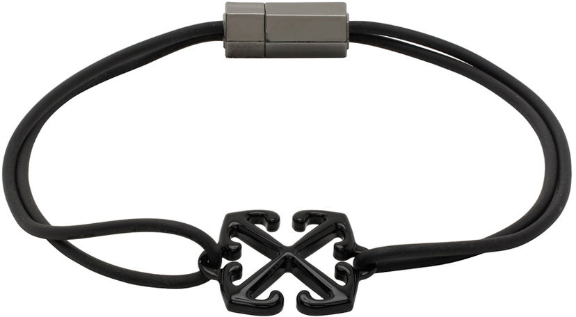 Náramok Off-White Black Arrow Rubber Bracelet Čierna | OMOA10AF24MET0011010