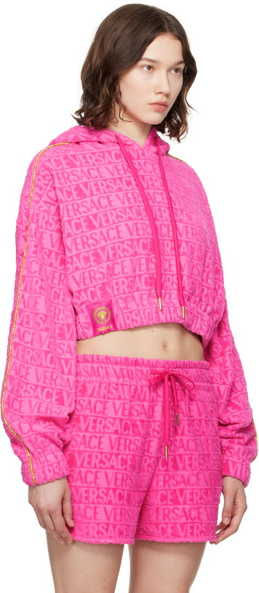 Mikina Versace Versace 'I Heart Baroque' Crop Velour Hoodie Čierna | 1020144_1A14584, 4