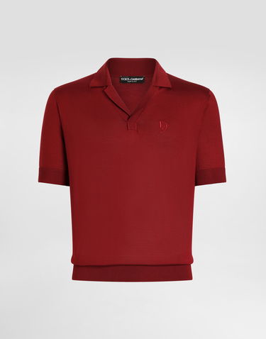 Polo tričko Dolce & Gabbana Dolce & Gabbana Silk Polo-Shirt with Logo Embroidery Červená | GXZ09ZJBSK3R0368, 0