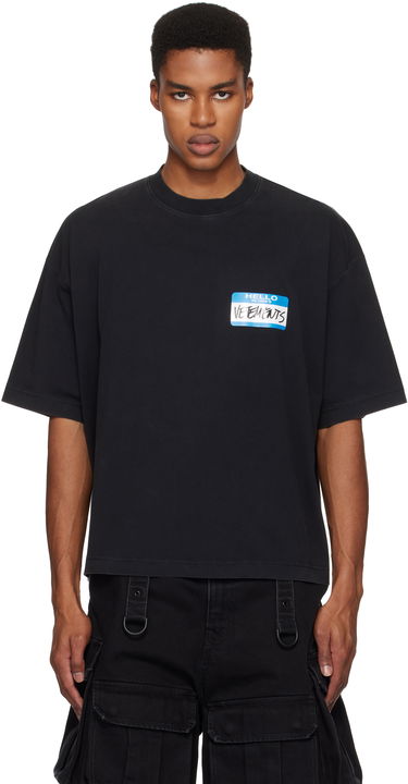 Tričko VETEMENTS My Name Sticker Cropped Boxy T-Shirt Čierna | UA66TR710B, 0
