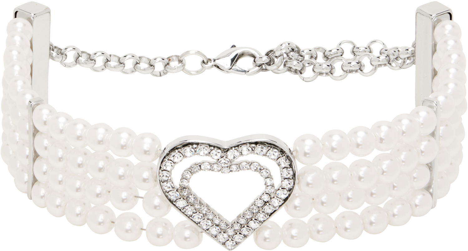 Náramok Blumarine Blumarine Faux-Pearl Heart Choker Biela | P522W329A, 0