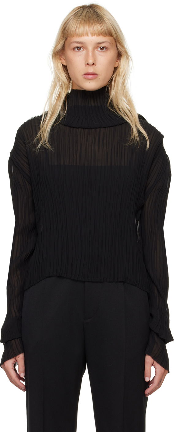 Sveter Maison Margiela MM6 Pleated Turtleneck Čierna | S52NH0012 S78565, 0