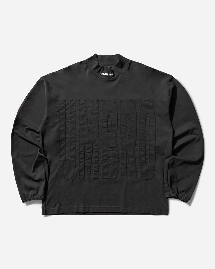 Tričko Umbro Acuto Mock Longsleeve T-Shirt with Embossed Logo Čierna | UBMW0363JY105 BLK0020