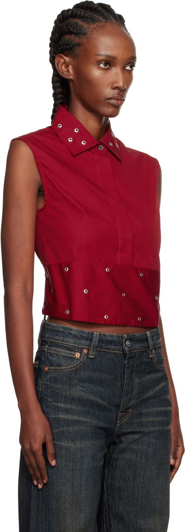 Crop Top OUR LEGACY Sleeveless Collared Eyelet Crop Girdle Top Červená | W4252GLR, 1