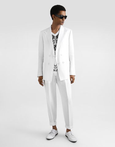Bunda Dolce & Gabbana Dolce & Gabbana Portofino Double-breasted Linen Jacket Biela | G2NZ2TFU4JBW0111, 1