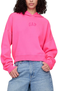 Cropped Long Sleeve Hoodie with Front Logo