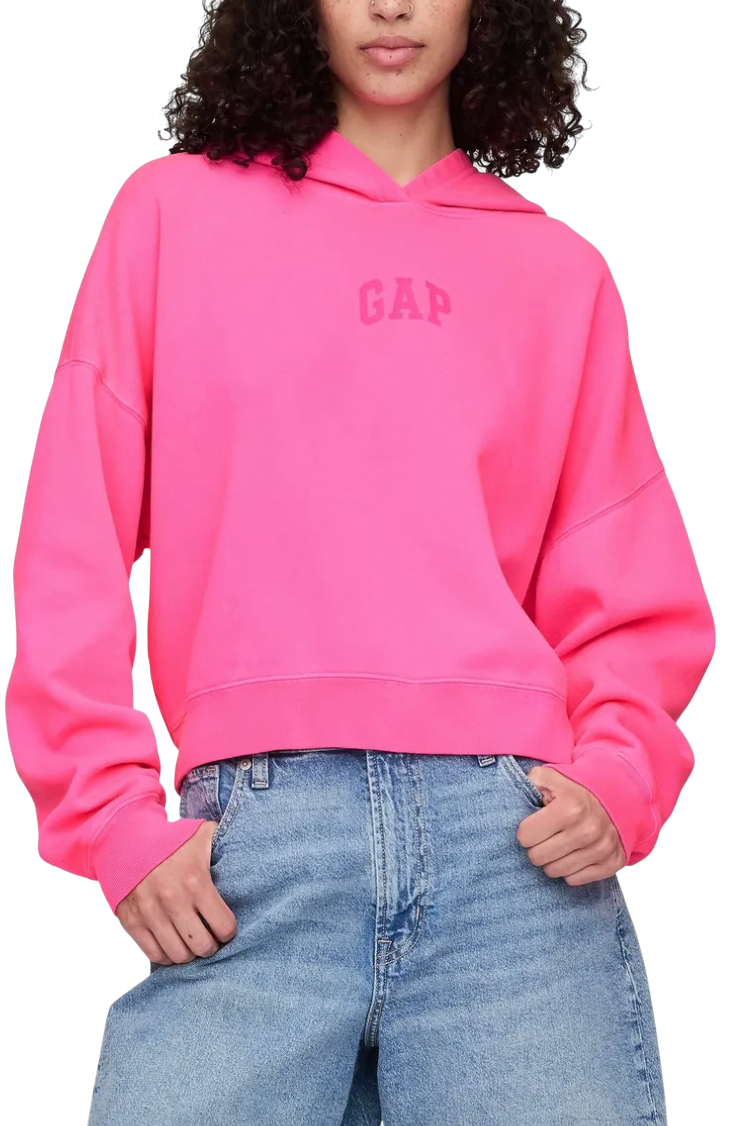 Mikina GAP Cropped Long Sleeve Hoodie with Front Logo Ružová | 429497-02, 0