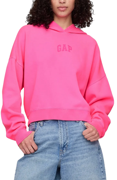 Mikina GAP Cropped Long Sleeve Hoodie with Front Logo Ružová | 429497-02, 0