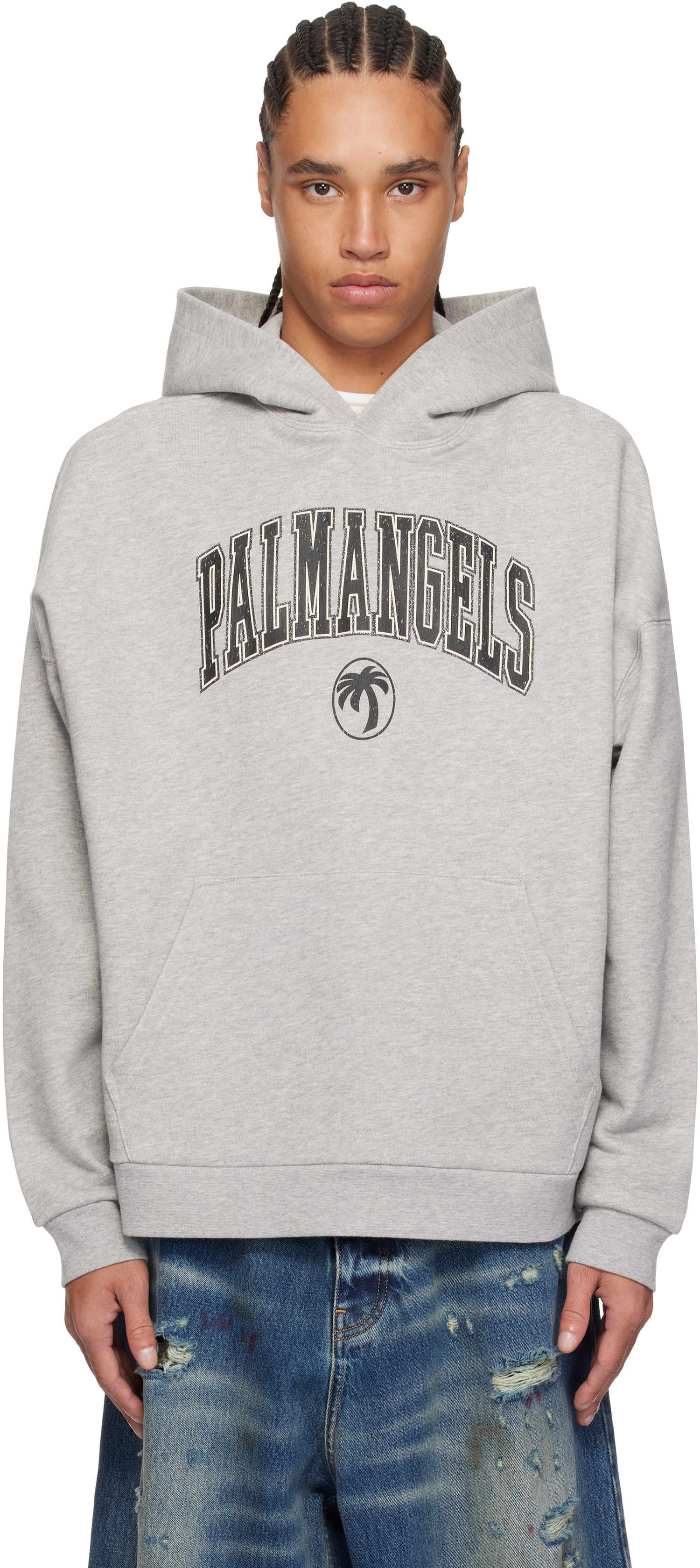Mikina Palm Angels Palm Angels College Logo Hoodie Šedá | PMBB155S25FLE0010810, 0