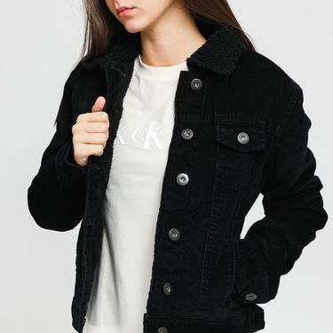 Bunda Urban Classics Ladies Sherpa Corduroy Jacket Čierna | TB1859 black, 2