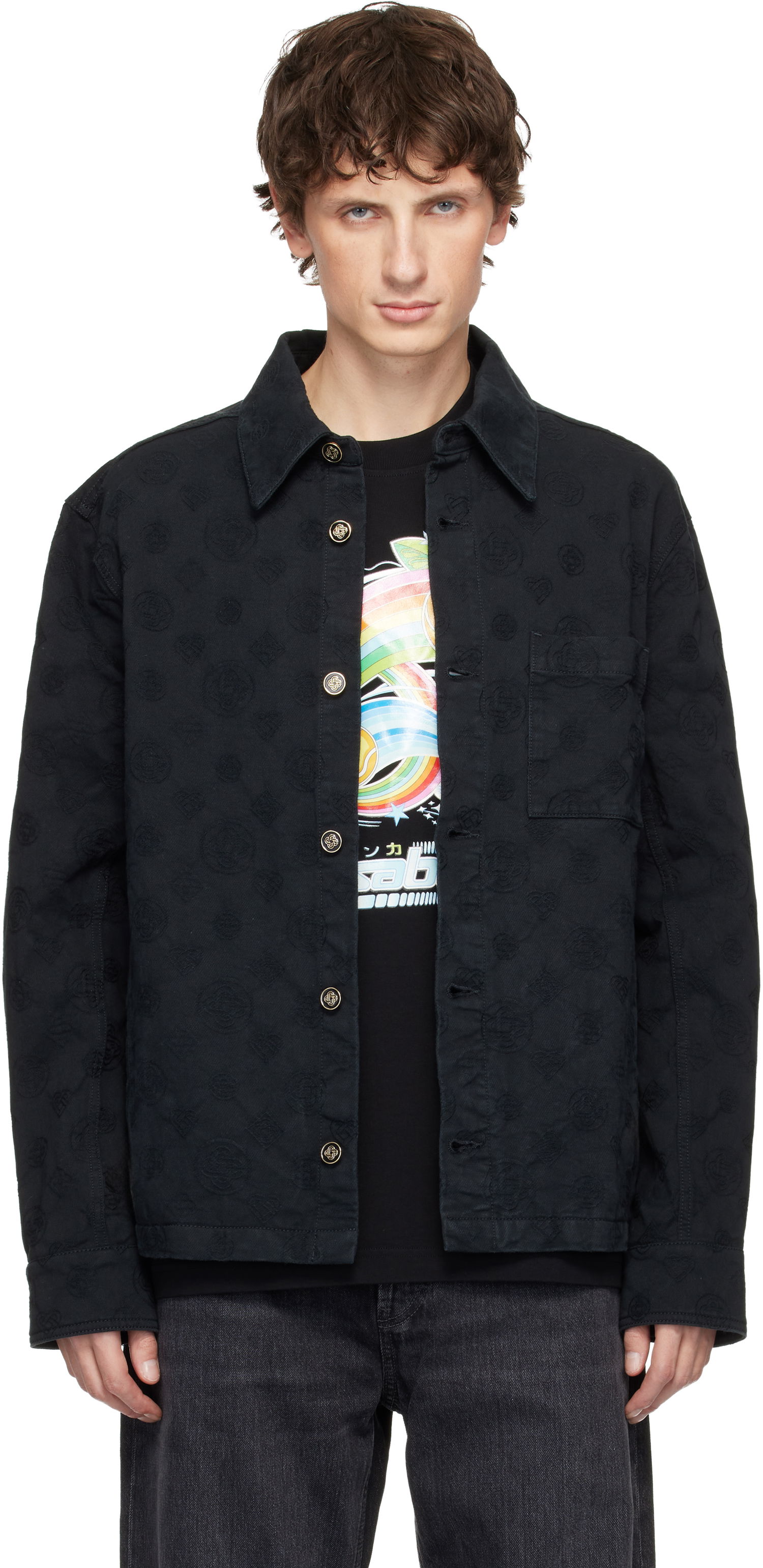 Bunda Casablanca Monogram Denim Jacket Čierna | M-AW25-JK-420-01, 0