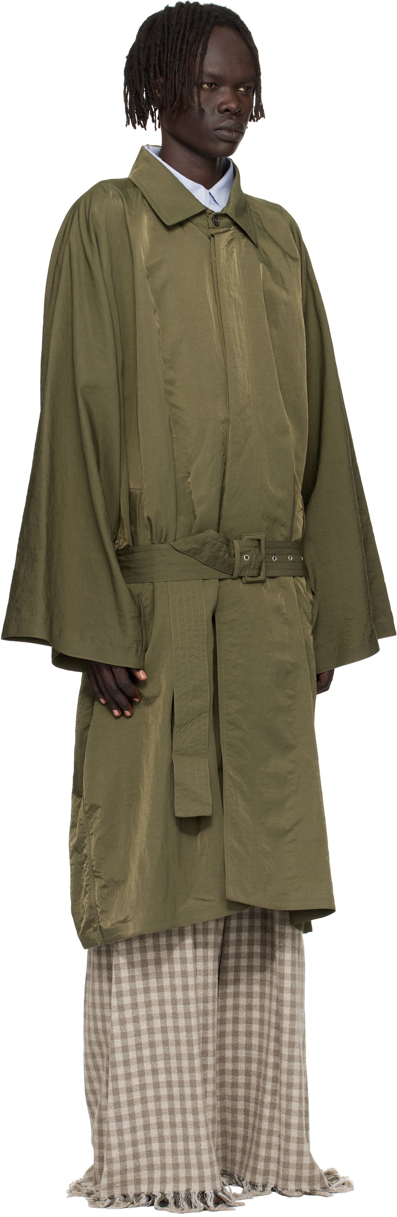 Trenčkot HED MAYNER Hed Mayner Crinkled Trench Coat Zelené | HMMB10043A-HB219, 1