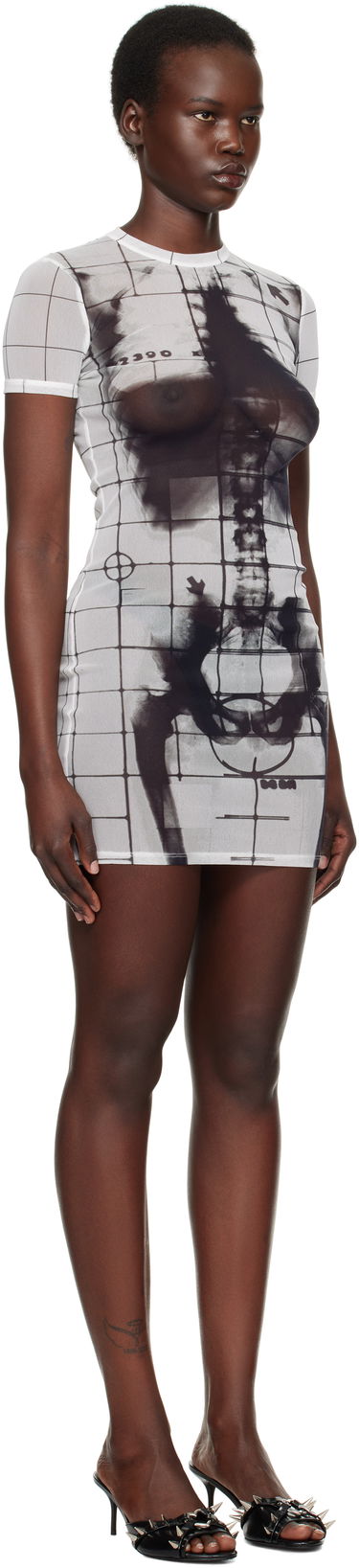 Šaty Jean Paul Gaultier Jean Paul Gaultier 'The Squeletor' Mesh Minidress Biela | 25/33-F-RO310-T580-0100, 1