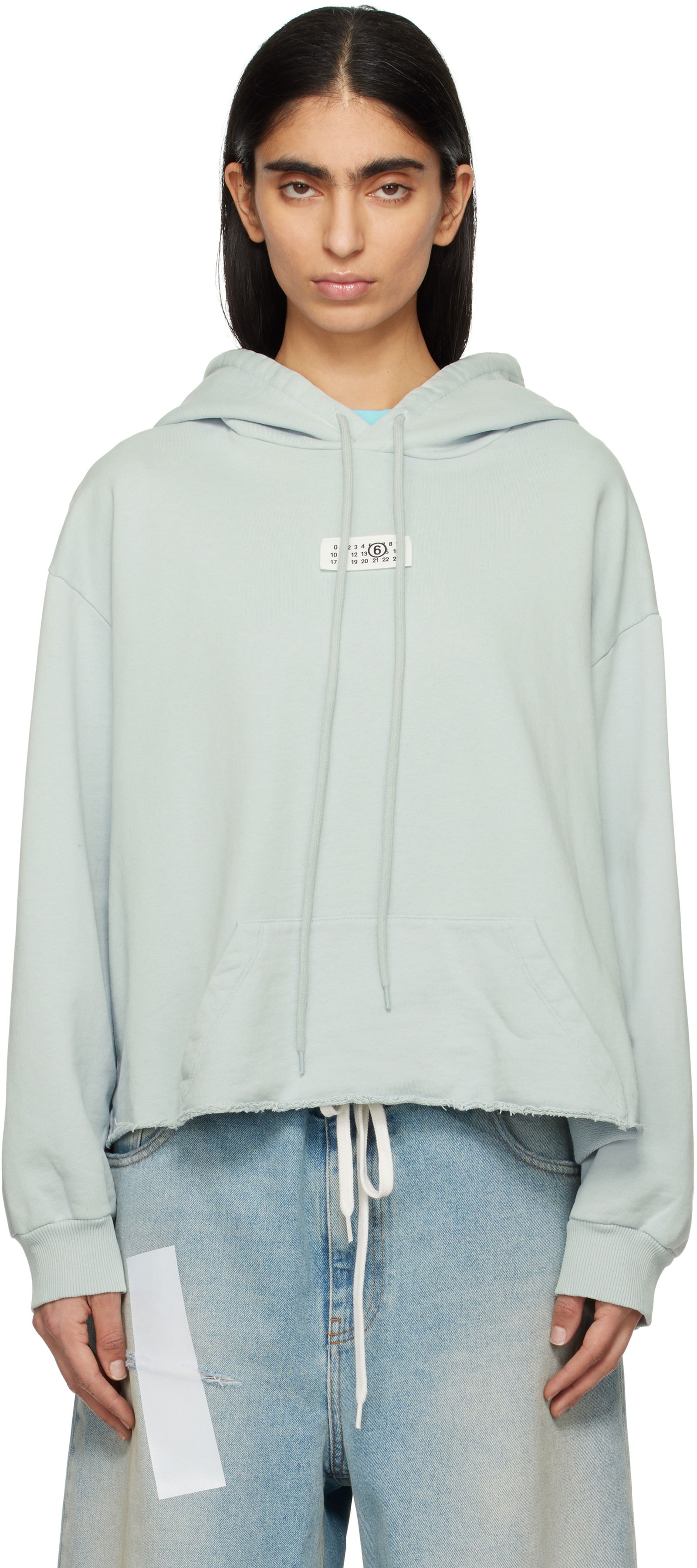 MM6 Maison Margiela Raw Hem Logo Hoodie
